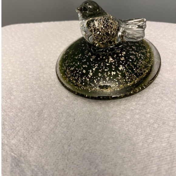 1960's MURANO ITALY ART GLASS GOLD AVENTURINE BIRD DESIGN SCULPTURE PAPERWEIGHT - Picture 3 of 7